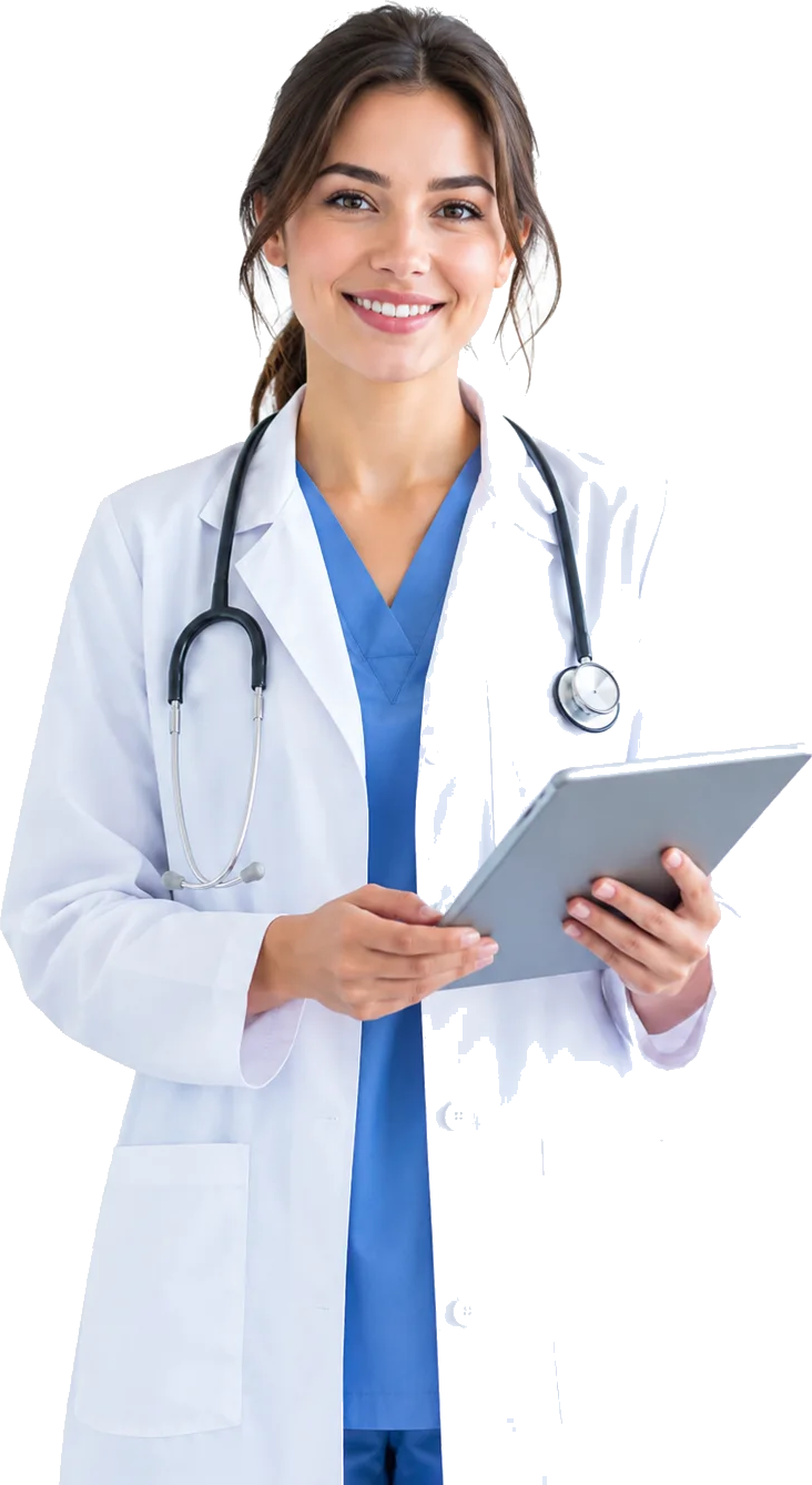 Врач VitaLine с планшетом
